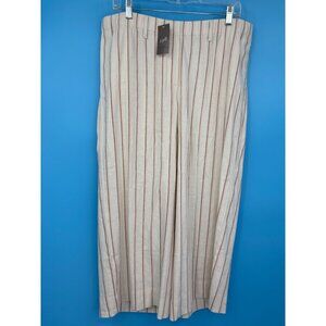 J. Jill Linen Blend Stretch Pull On Crop Pant Striped Ivory Large Petite NEW